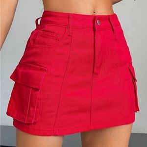 Flap Pocket Denim Skirt